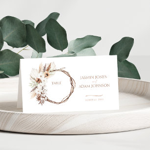 ボホテラコッタパンパスグラス結婚フローラ プレイスカード