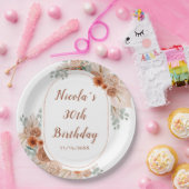 ボホテラコッタパンパスグラス誕生日 ペーパープレート (パーティー)