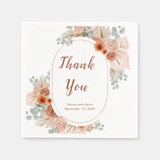 ボホテラコッタパンパスグラス スタンダードカクテルナプキン (正面)