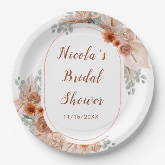 ボホテラコッタパンパスグラス ペーパープレート (正面)