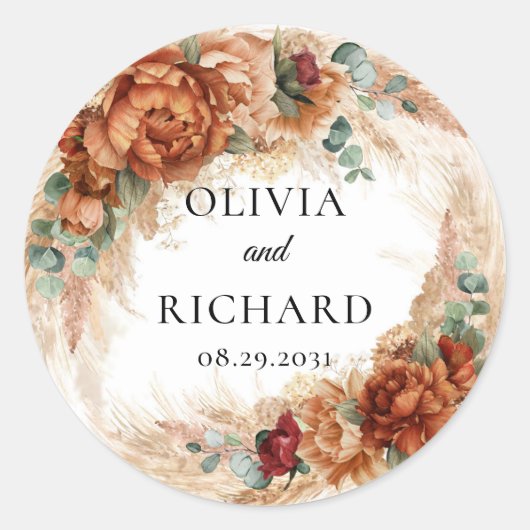 ボホテラコッタパンパスグリーンリー銅フローラ ラウンドシール (正面)