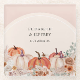 ボホテラコッタパンパスパンプキンス秋の結婚式 ガラスコースター