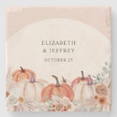ボホテラコッタパンパスパンプキンス秋の結婚式 ストーンコースター (正面)