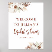 ボホテラコッタパンパブライダルシャワーウェルカムサイン ポスター (正面)