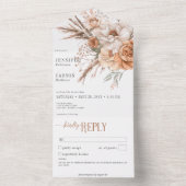 ボホテラコッタピーチクリームフローラホワイトNoディナー オールインワン招待状 (内側)