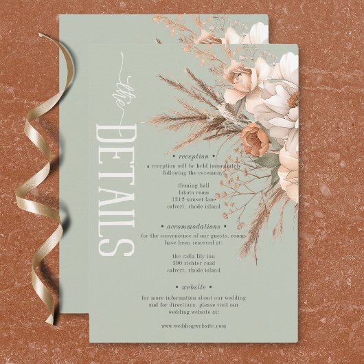 ボホテラコッタピーチ&クリームフローラグリーン詳細 エンクロージャーカード