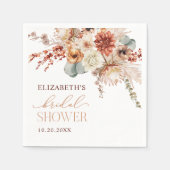 ボホテラコッタフラワーズ秋ブライダルシャワー スタンダードカクテルナプキン (正面)