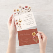 ボホテラコッタフローラすべて1つの結婚式の招待 オールインワン招待状 (貼ってはがせる)
