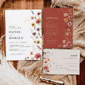 ボホテラコッタフローラすべて1つの結婚式の招待 オールインワン招待状