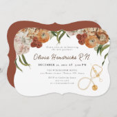 ボホテラコッタフローラナース卒業招待状 招待状 (正面/裏面)