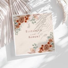 ボホテラコッタフローラパンパスグラス結婚ズ スタンダードランチョンナプキン