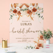 ボホテラコッタフローラブライダルシャワーウェルカム アクリルサイン (ウェディング)
