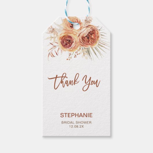 ボホテラコッタフローラブライダルシャワーサンキュー ギフトタグ (正面)