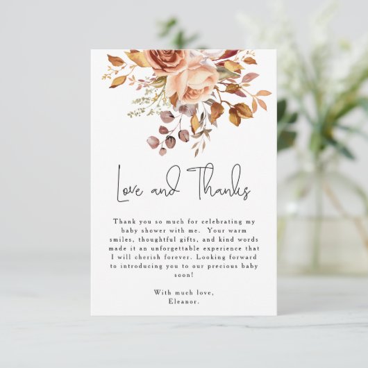 ボホテラコッタフローラベビーシャワーありがとう サンキューカード (スタンド正面)
