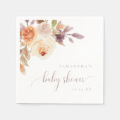 ボホテラコッタフローラベビーシャワーペーパーナプキン スタンダードカクテルナプキン (正面)