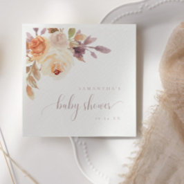 ボホテラコッタフローラベビーシャワーペーパーナプキン スタンダードカクテルナプキン