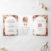 ボホテラコッタフローラメイスンジャーQRコード結婚ズ 三つ折り招待状 (内部)