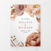 ボホテラコッタフローラメイスンジャーQRコード結婚ズ 三つ折り招待状 (カバー)