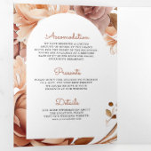 ボホテラコッタフローラメイスンジャーQRコード結婚ズ 三つ折り招待状 (内部最初)