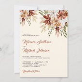 ボホテラコッタフローラワイルドフラワークリーム結婚ズ 招待状 (正面)