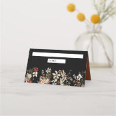 ボホテラコッタフローラワイルドフラワーブラック結婚ズ プレイスカード (正面)