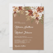 ボホテラコッタフローラワイルドフラワーベージュ結婚ズ 招待状 (正面)