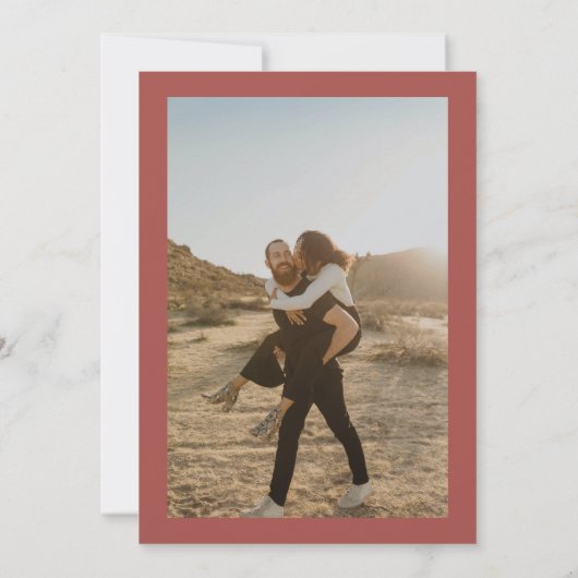 ボホテラコッタフローラ砂漠のパンパ結婚ス写真 招待状 (裏面)