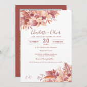 ボホテラコッタフローラ砂漠のパンパ結婚ス写真 招待状 (正面/裏面)