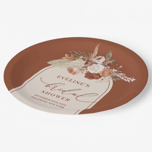 ボホテラコッタフローラ紙プレートブライダルシャワー ペーパープレート (アングル)