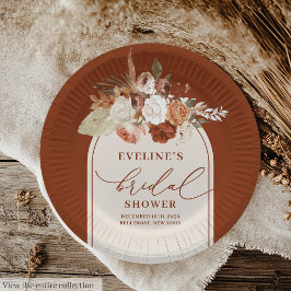 ボホテラコッタフローラ紙プレートブライダルシャワー ペーパープレート