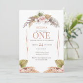 ボホテラコッタフローラ1st誕生日招待状 招待状 (スタンド正面)