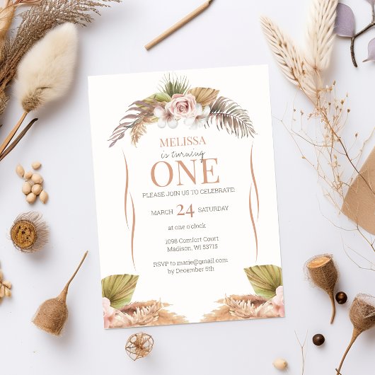 ボホテラコッタフローラ1st誕生日招待状 招待状