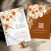 ボホテラコッタフローラQRコードブライダルシャワー 招待状