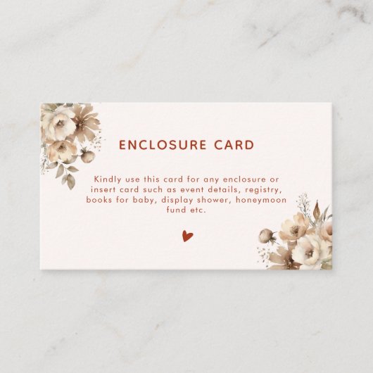 ボホテラコッタブライダルシャワーフローラ エンクロージャーカード (正面)