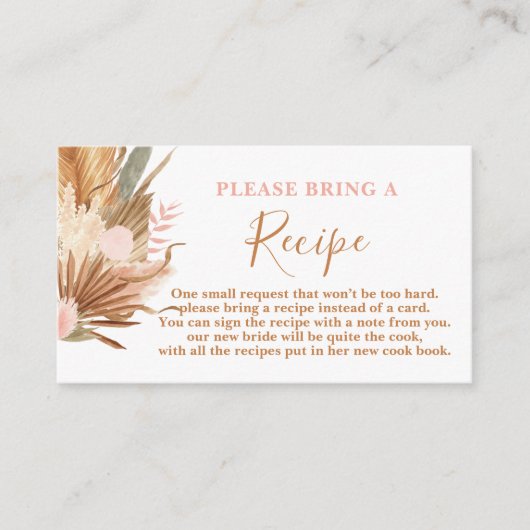 ボホテラコッタブライダルシャワーレシピカードリクエスト エンクロージャーカード (正面)