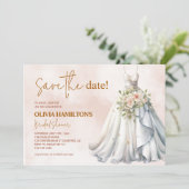 ボホテラコッタブライダルシャワー日付を保存 招待状 (スタンド正面)