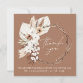 ボホテラコッタブラウンドライドフローラ結婚リース サンキューカード (正面)