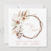 ボホテラコッタブラウンドライドフローラ結婚リース セーブザデート (正面)