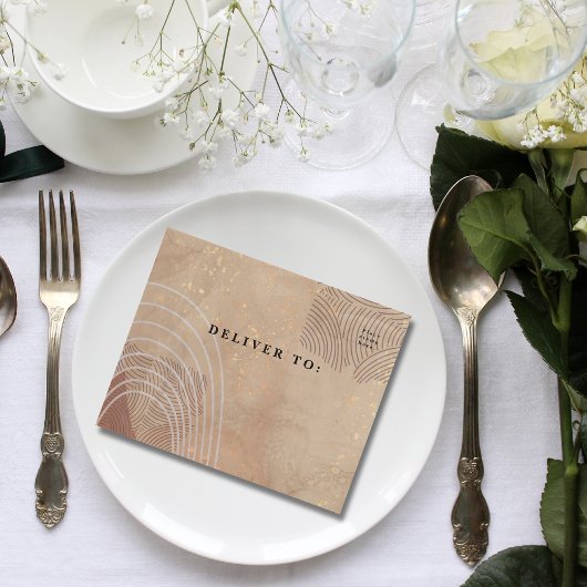 ボホテラコッタブラウン抽象芸術ミニマリストサイト オールインワン招待状