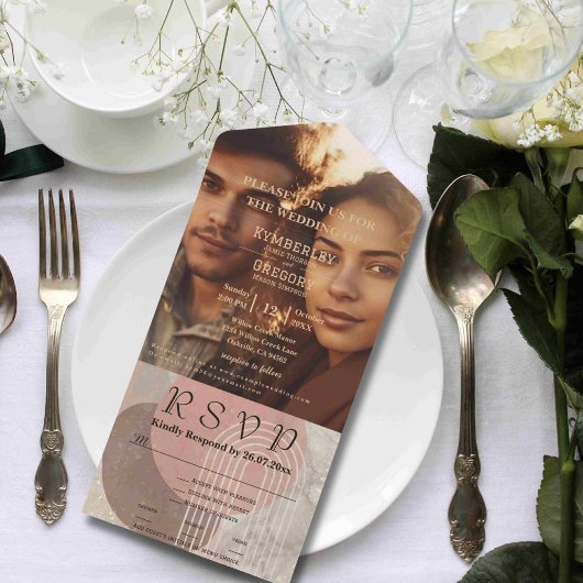 ボホテラコッタブラウン抽象芸術ミニマリストサイト オールインワン招待状