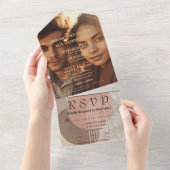 ボホテラコッタブラウン抽象芸術ミニマリストサイト オールインワン招待状 (貼ってはがせる)