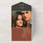 ボホテラコッタブラックアンドホワイト結婚ズ オールインワン招待状 (外側)