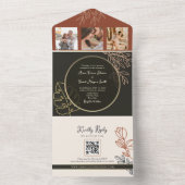 ボホテラコッタブラックアンドホワイト結婚ズ オールインワン招待状 (内側)