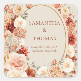 ボホテラコッタブルゴーニュフローラユーカリプタステッカー スクエアシール