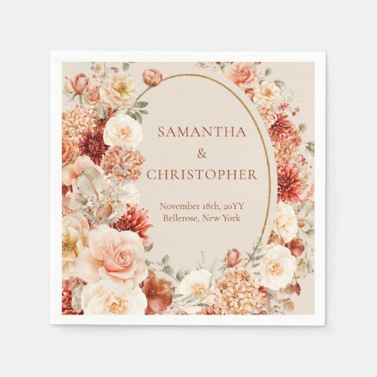 ボホテラコッタブルゴーニュフローラユーカリプタナプキン スタンダードカクテルナプキン (正面)