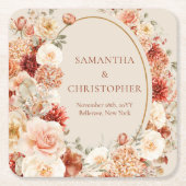 ボホテラコッタブルゴーニュフローラユーカリプトゥスコースター スクエアペーパーコースター (正面)