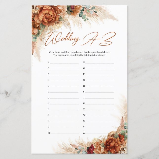 ボホテラコッタブルゴーニュ結婚パンパスグラスA-Z (正面)