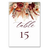 ボホテラコッタブルゴーニュ花模様パンパスグラス テーブルナンバー (裏面)