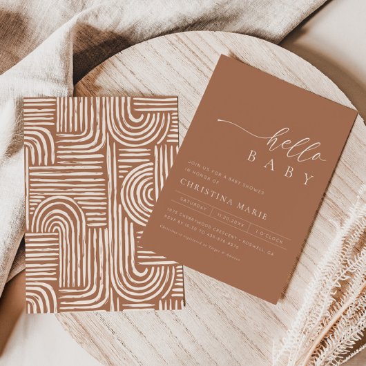 ボホテラコッタベビ男女兼用ーシャワー 招待状