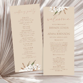 ボホテラコッタベージュドライドフローラ結婚式 プログラム